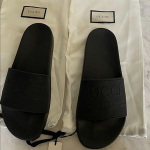 Gucci Logo Rubber Slide Sandal 100% Authentic